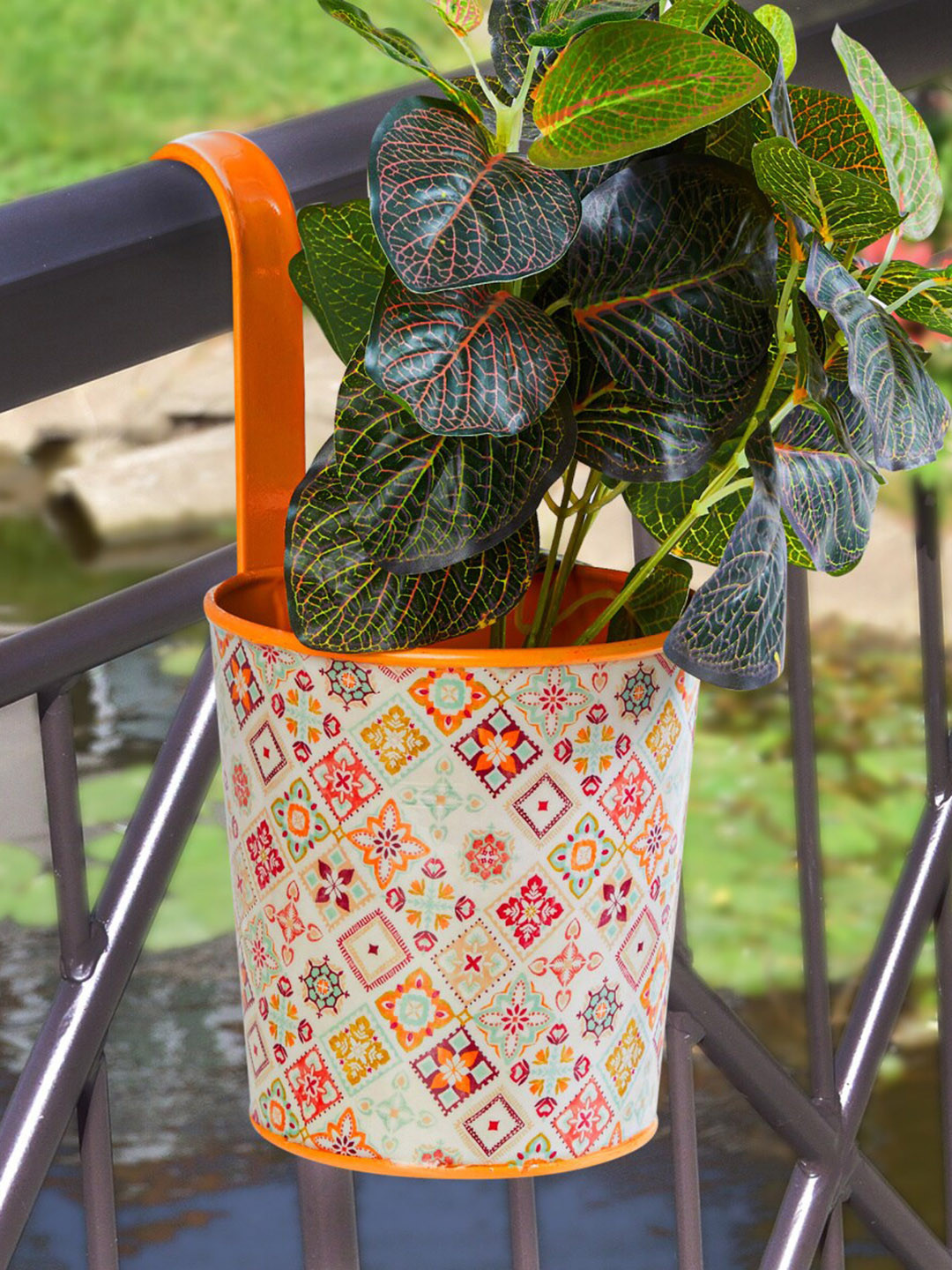 

Home Centre Multicoloured Printed Metal Planter, Multi