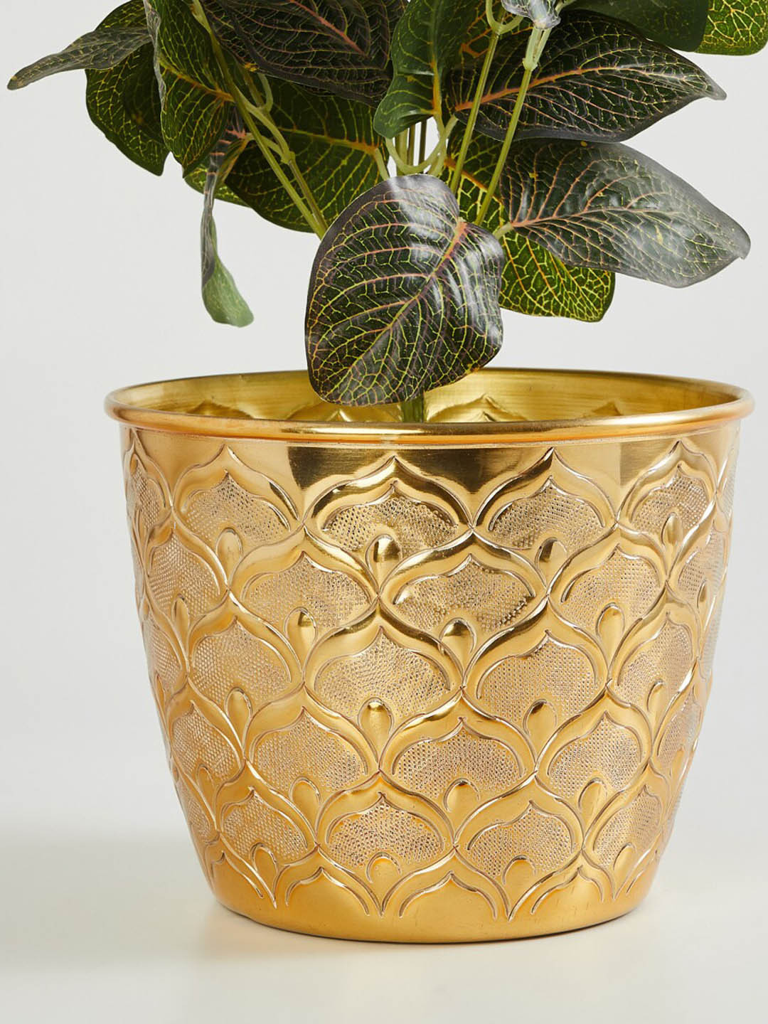 

Home Centre Gold Toned Corsica Eden Textured Metal Medium Planter