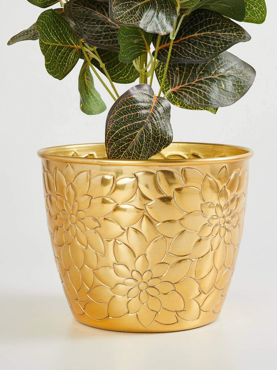 

Home Centre Gold-Toned Corsica Eden Metal Hammered Medium Planter