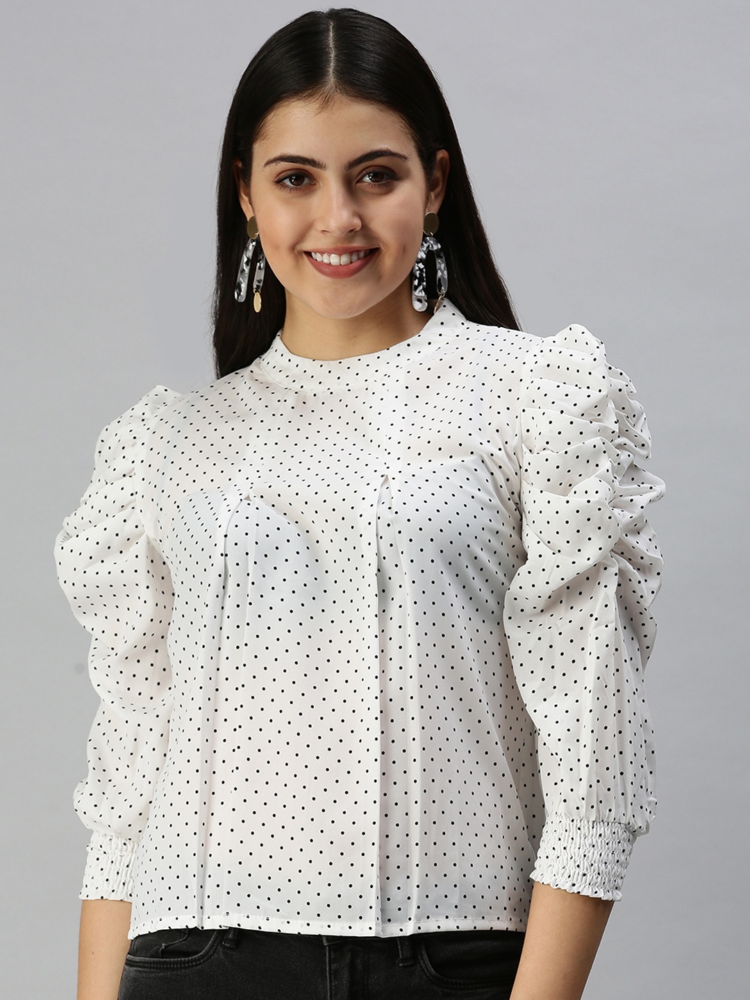 

SHOWOFF Women White Smocked Top
