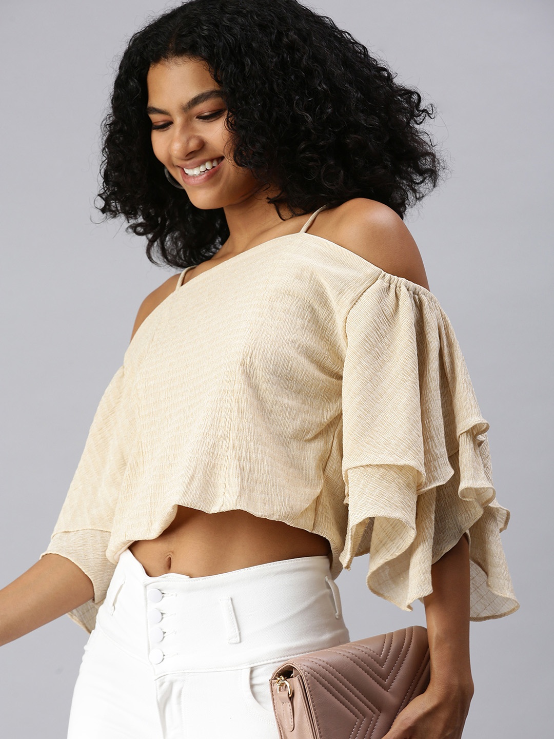 

SHOWOFF Women Champagne Crop Top