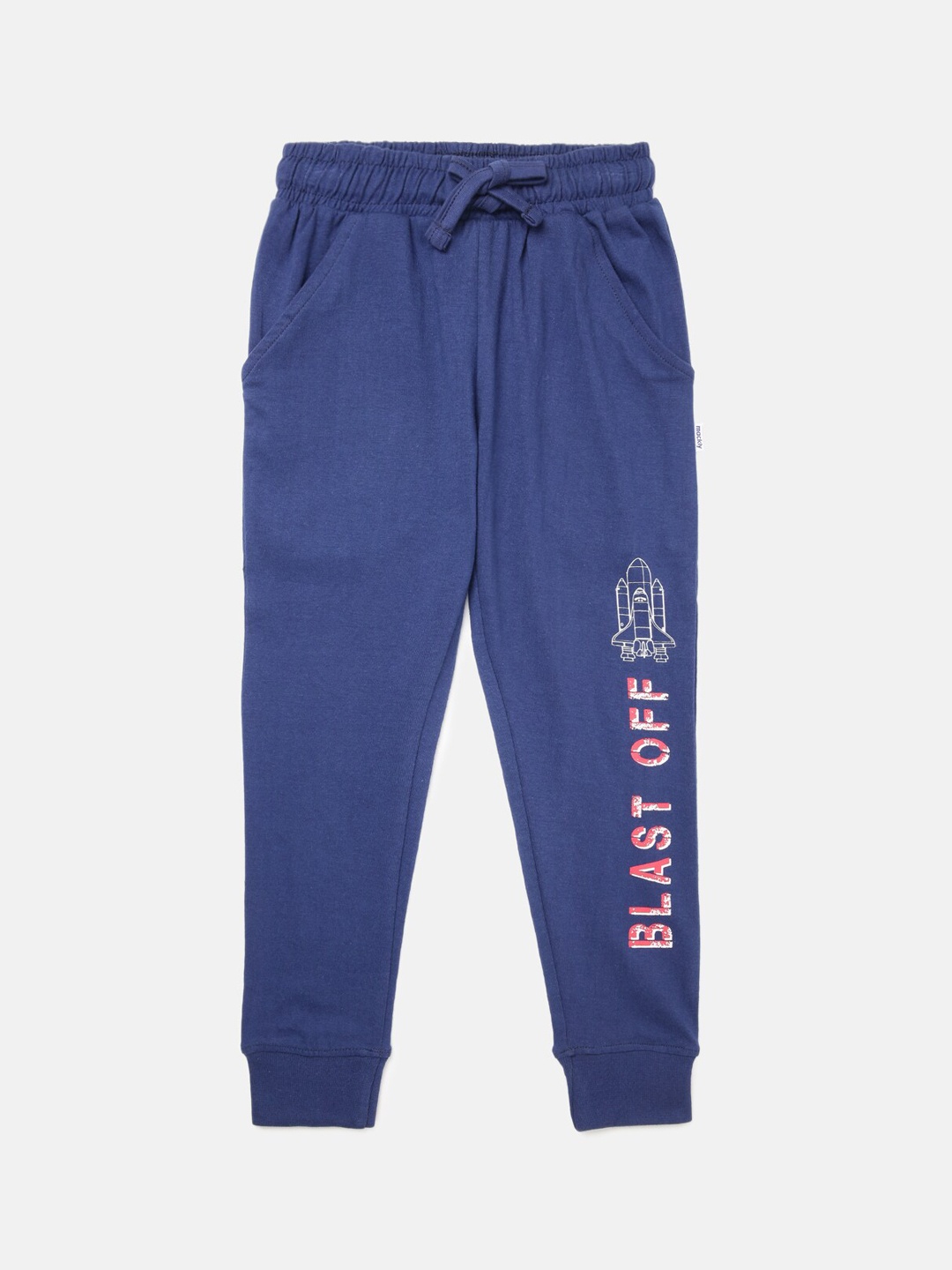 

mackly Boys Navy Blue Printed Joggers