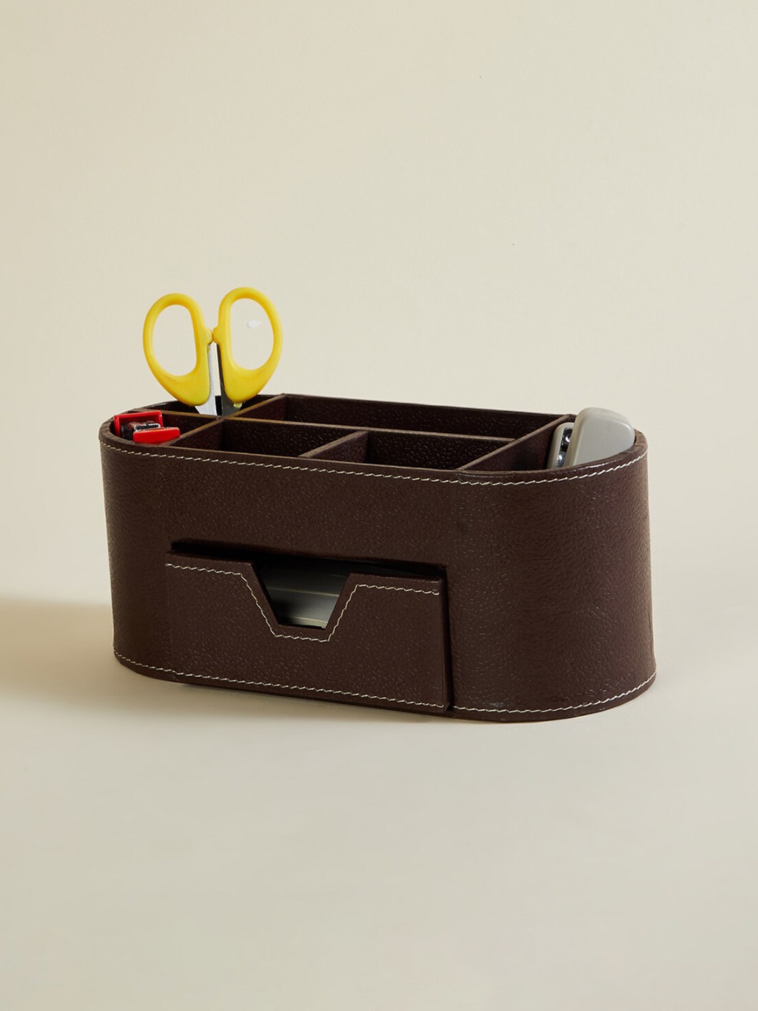

Home Centre Brown Textured Desktop Organizer
