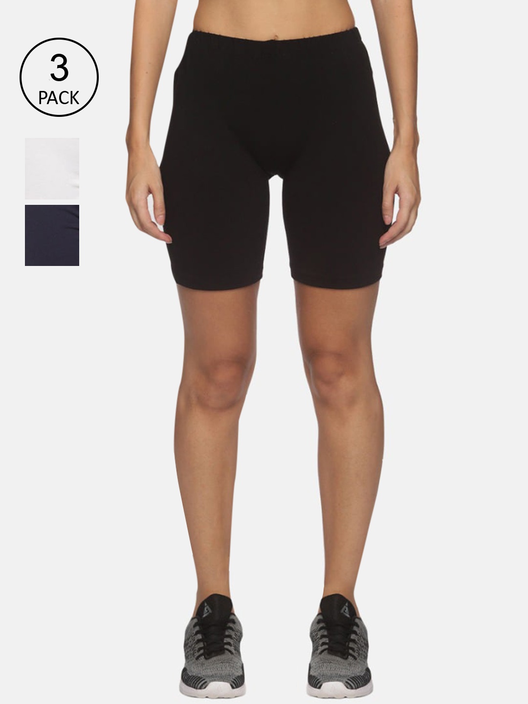 

NOT YET by us Women Set Of 3 Slim Fit Outdoor Sports Shorts, Black