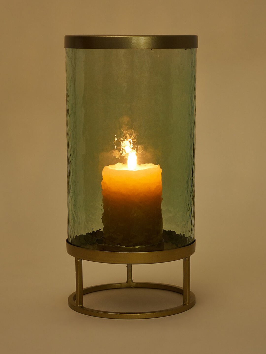 

Home Centre Transparent & Gold-Toned Textured Candle Holder