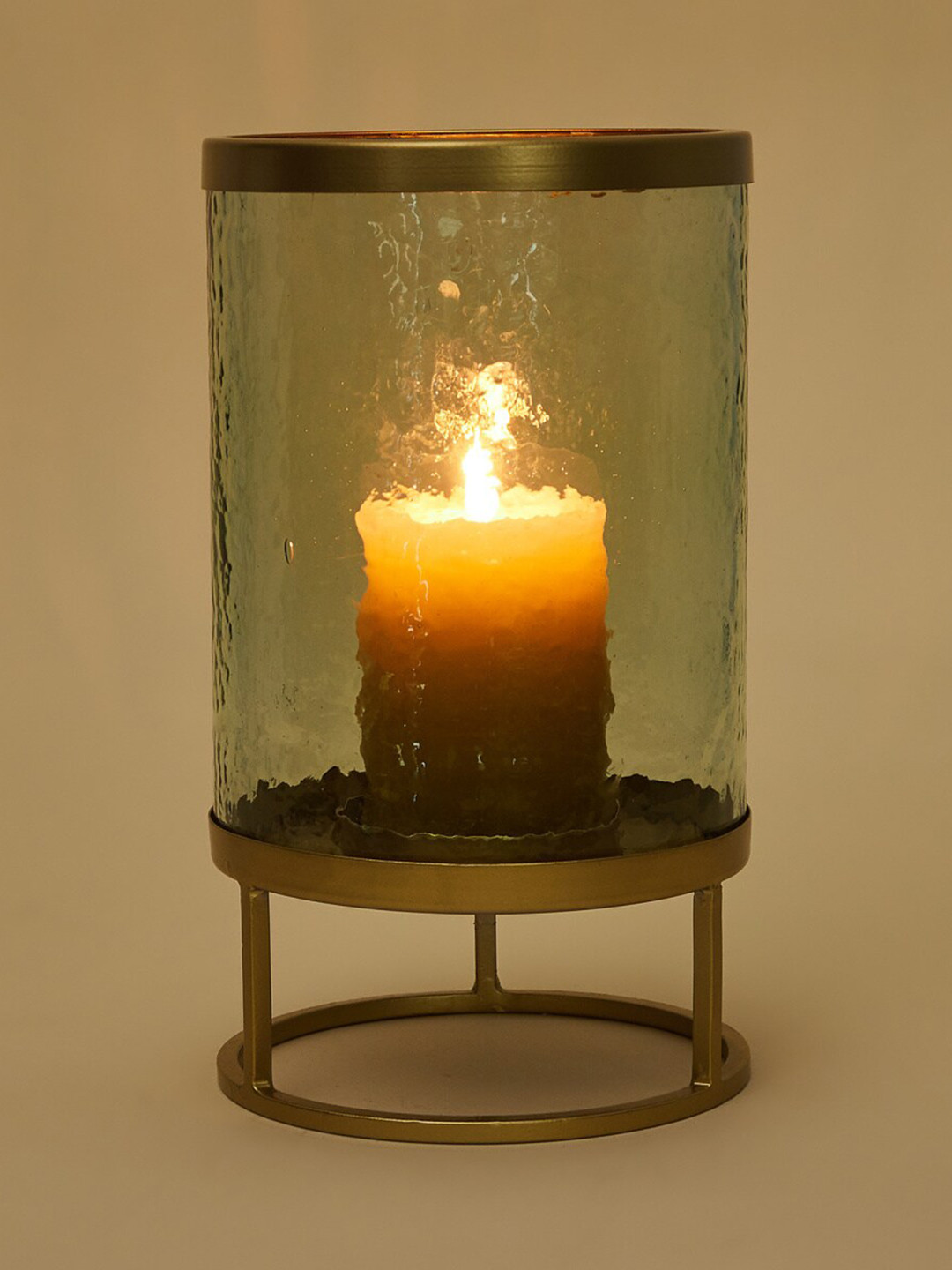

Home Centre Transparent & Gold Toned Metal Candle Holders