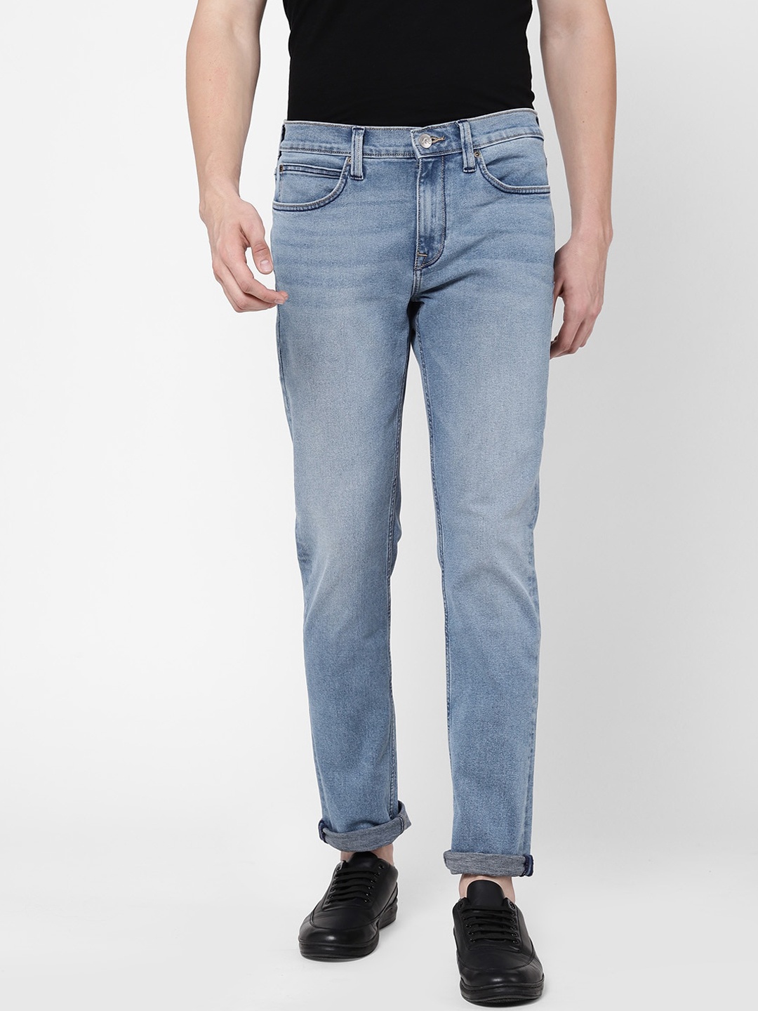 

Lee Men Blue Tapered Fit Low-Rise Heavy Fade Stretchable Jeans