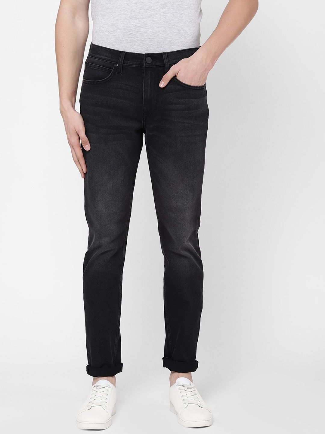 

Lee Men Black Tapered Fit Low-Rise Light Fade Stretchable Jeans