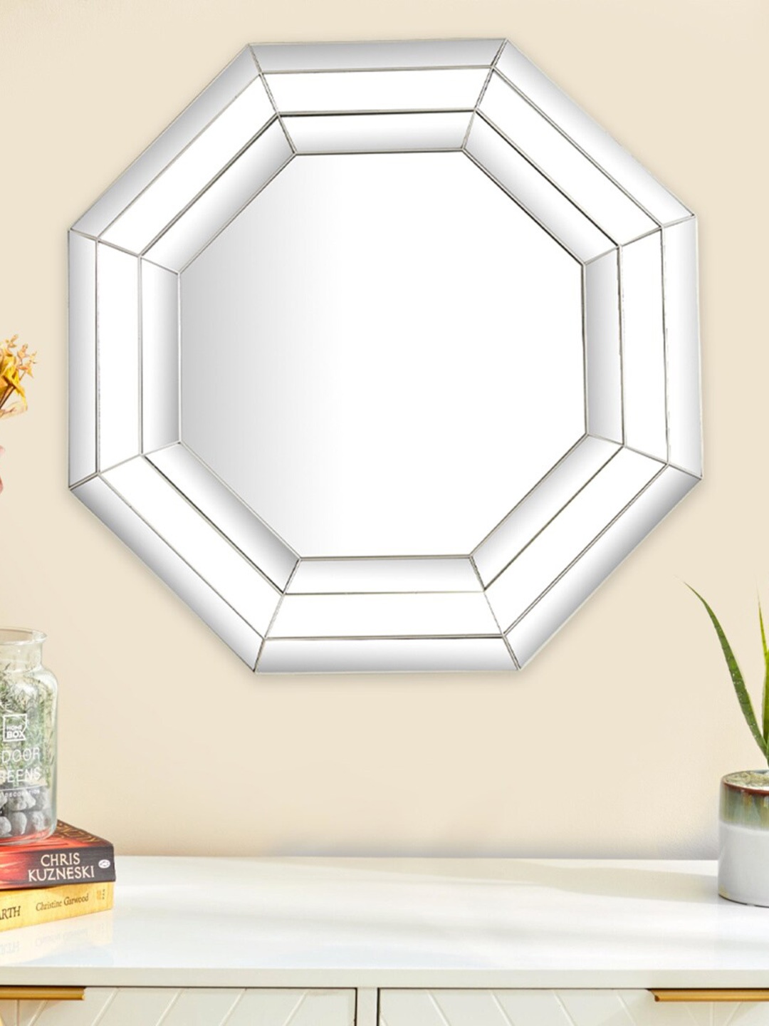 

Home Centre Silver-Toned Reflection Hexagon Wall Mirror