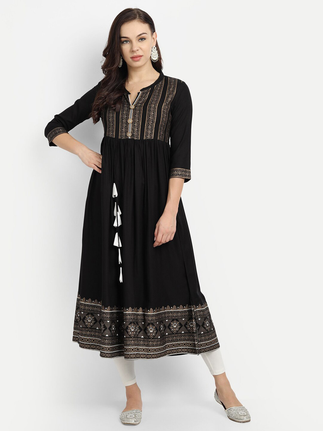 

MADHURAM Women Black Printed Anarkali Kurta