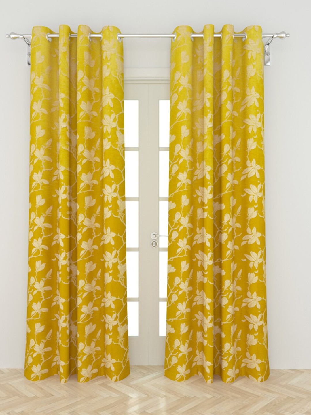 

Home Centre Yellow & Gold-Toned Set of 2 Black Out Door Curtain