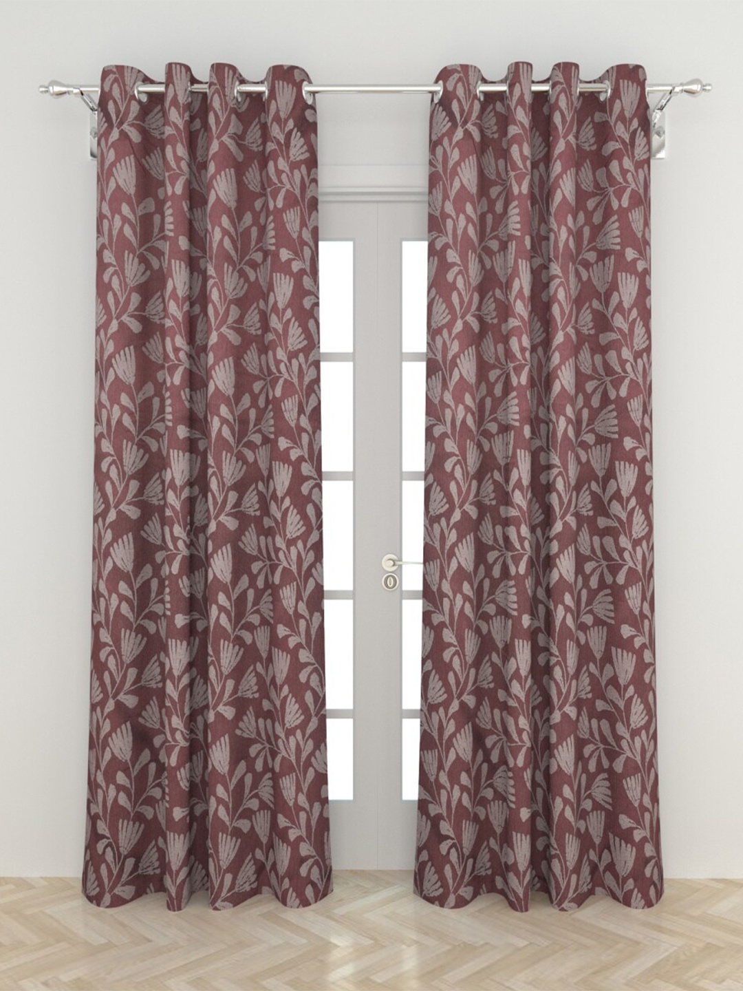 

Home Centre Brown & Grey Set of 2 Black Out Door Curtain