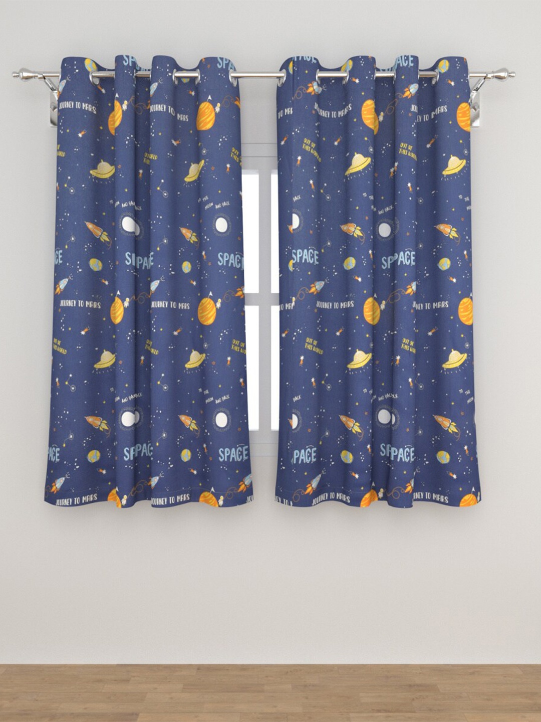 

Home Centre Blue & Yellow Set of 2 Sheer Window Curtain