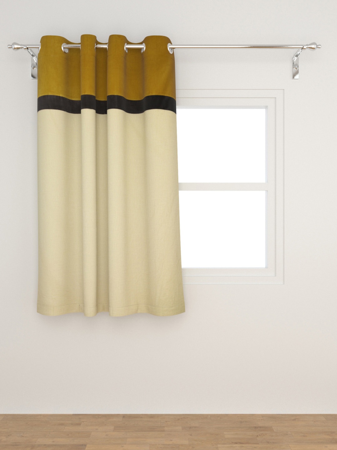 

Home Centre Beige & Green Colourblocked Black Out Window Curtain