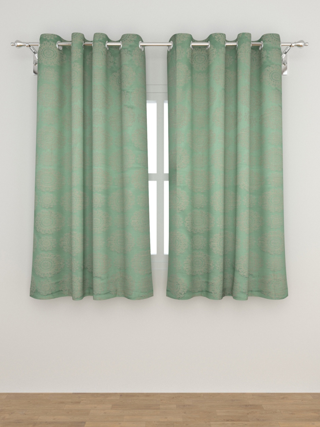 

Home Centre Green Set of 2 Ethnic Motifs Window Curtain