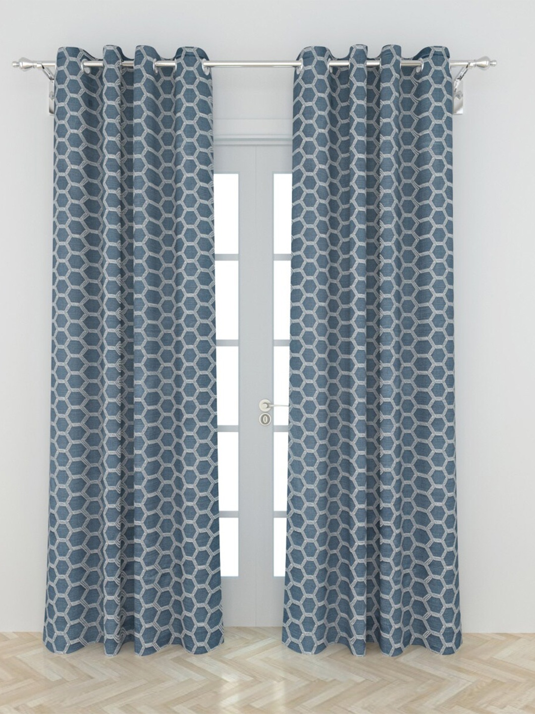 

Home Centre Grey Set of 2 Geometric Black Out Door Curtains
