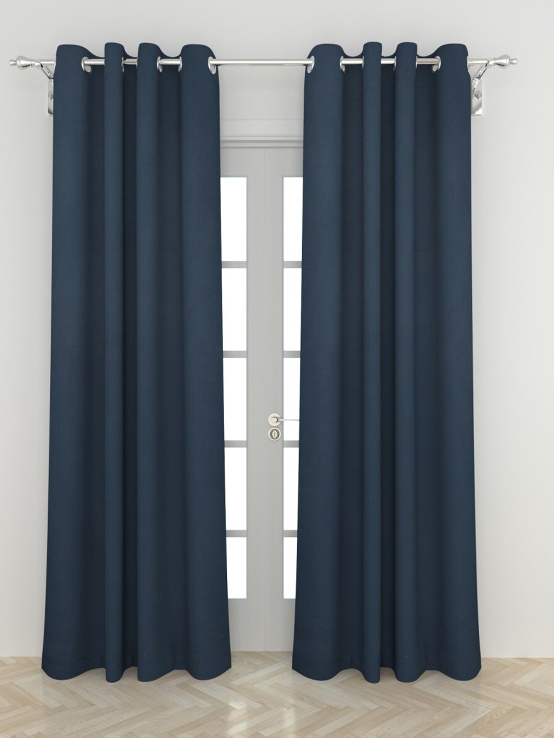 

Home Centre Navy Blue Set of 2 Black Out Door Curtain