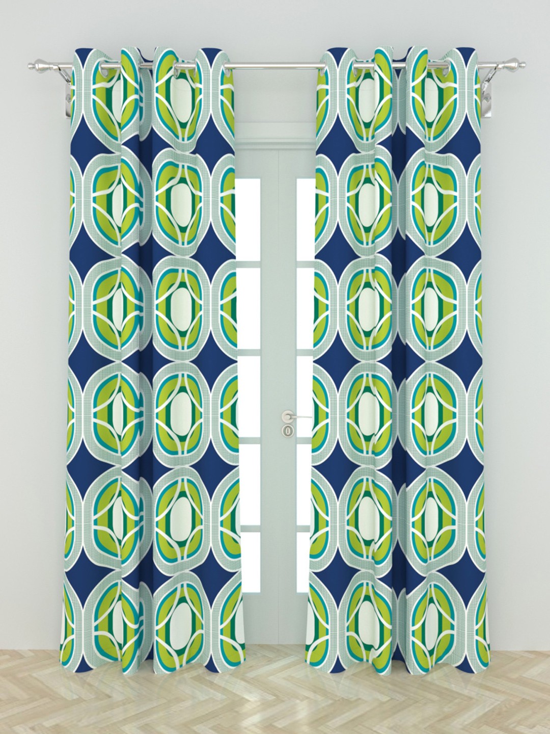 

Home Centre Navy Blue & Green Set of 2 Door Curtain