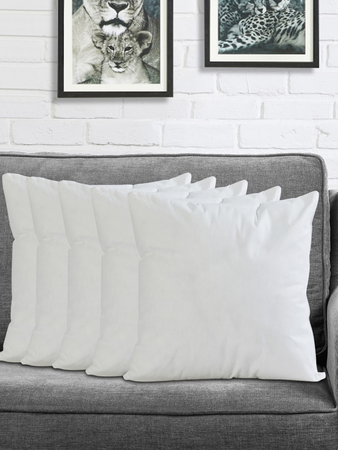 

Home Centre Set Of 5 Solid Filled Cushions, White