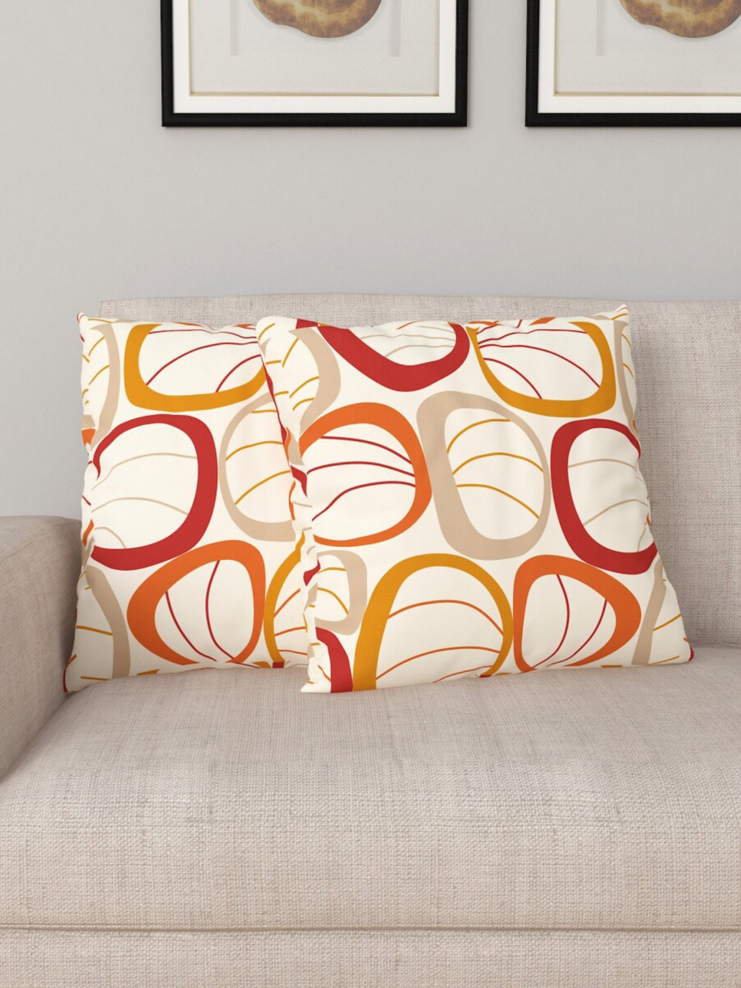 

Home Centre White & Maroon Printed Filled Cotton Cushion