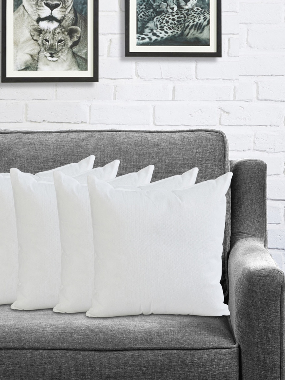 

Home Centre Set Of 5 White Solid Pre-Filled Cushions