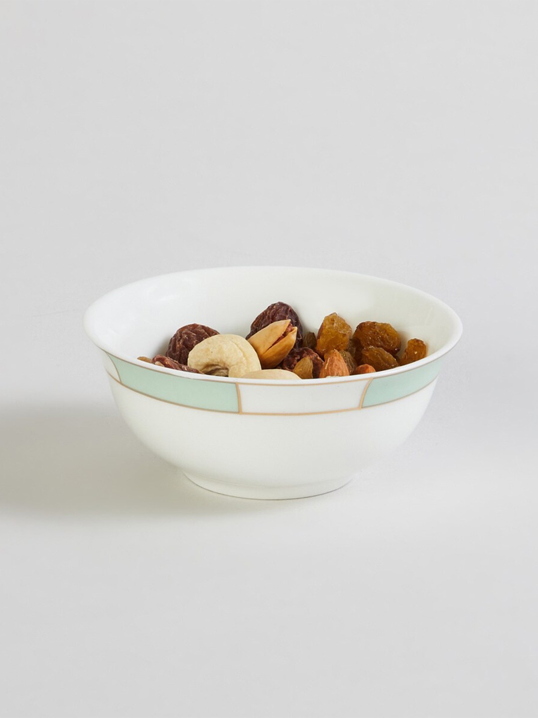 

Home Centre White & Green 1 Pieces Printed Bone China Glossy Bowl