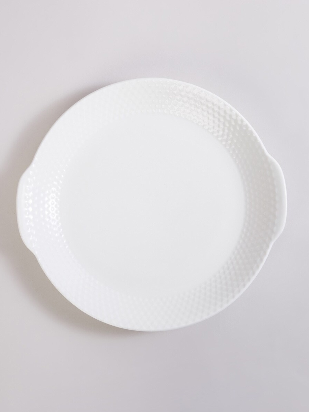 

Home Centre White Textured Bone China Glossy Platter