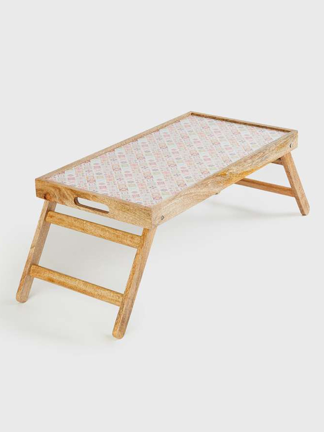 

Home Centre Beige Printed Teak Wood Folding Laptop Desk