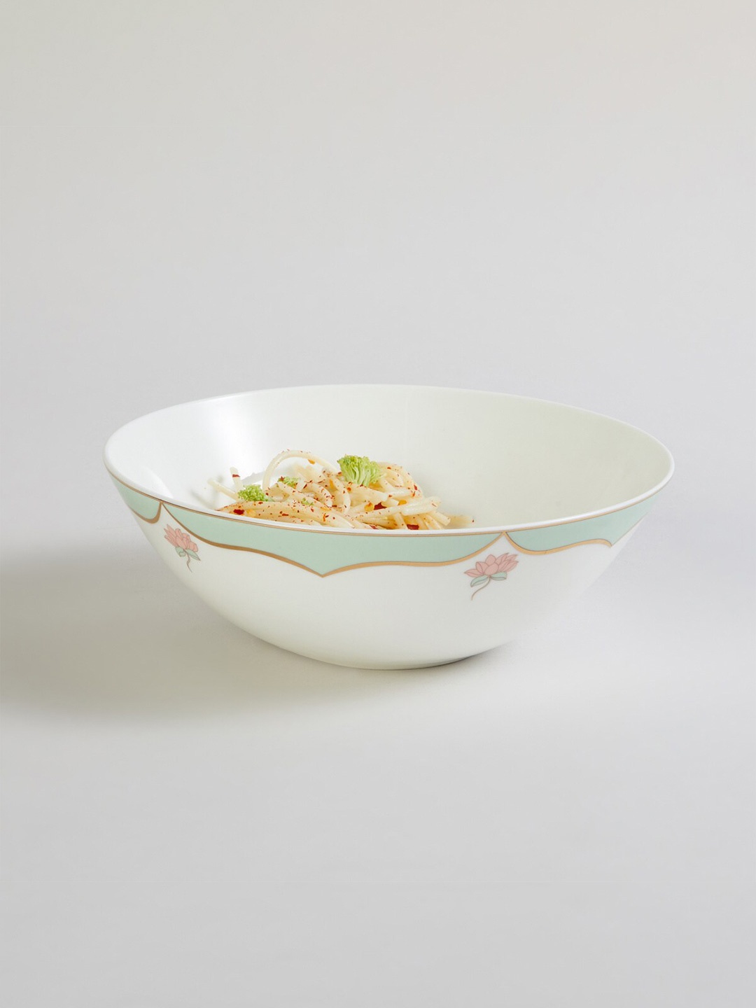 

Home Centre White & Blue 1 Pieces Floral Printed Bone China Glossy Bowls