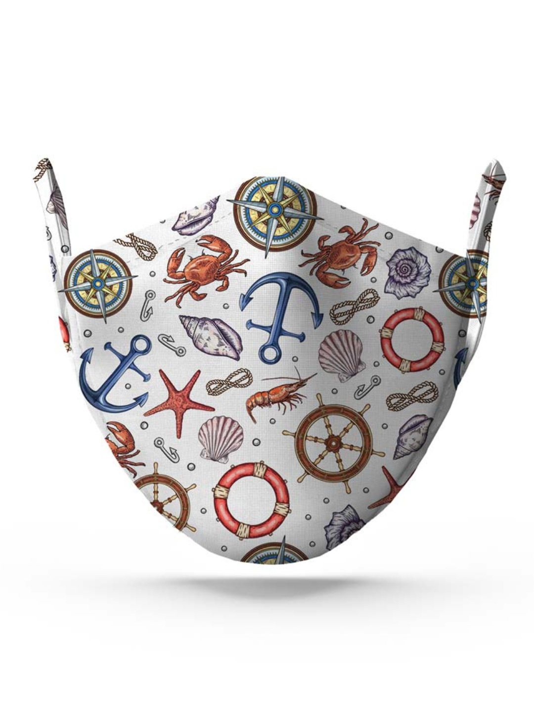 

wHAT'S DOwn Unisex White & Blue Printed Cotton Reusable Face Mask