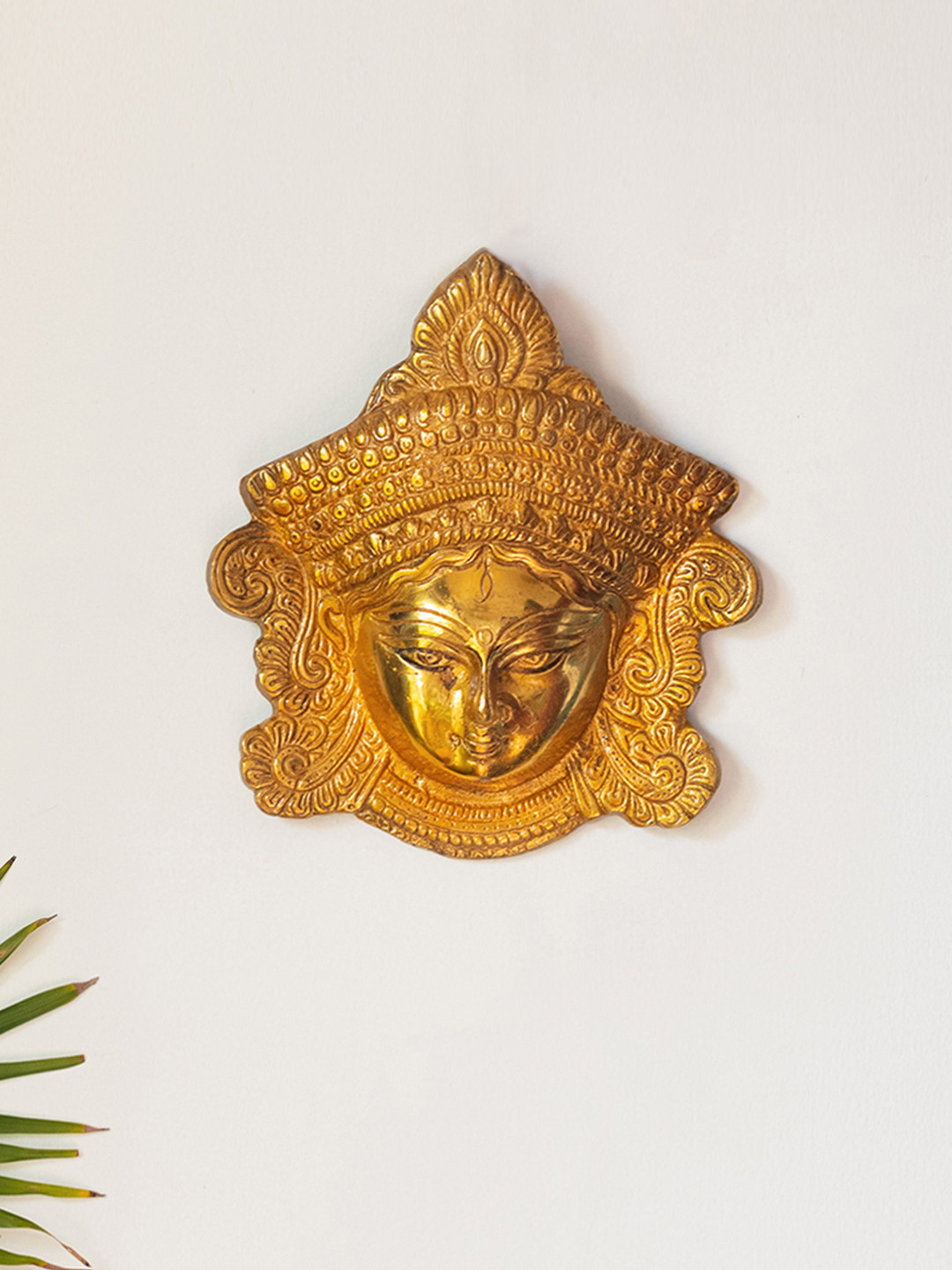 

ExclusiveLane Gold-Toned Daring Durga Hand-Etched Brass Wall Decor Hanging