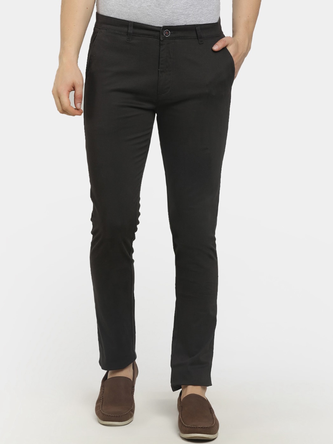 

V-Mart Men Grey Slim Fit Solid Trousers
