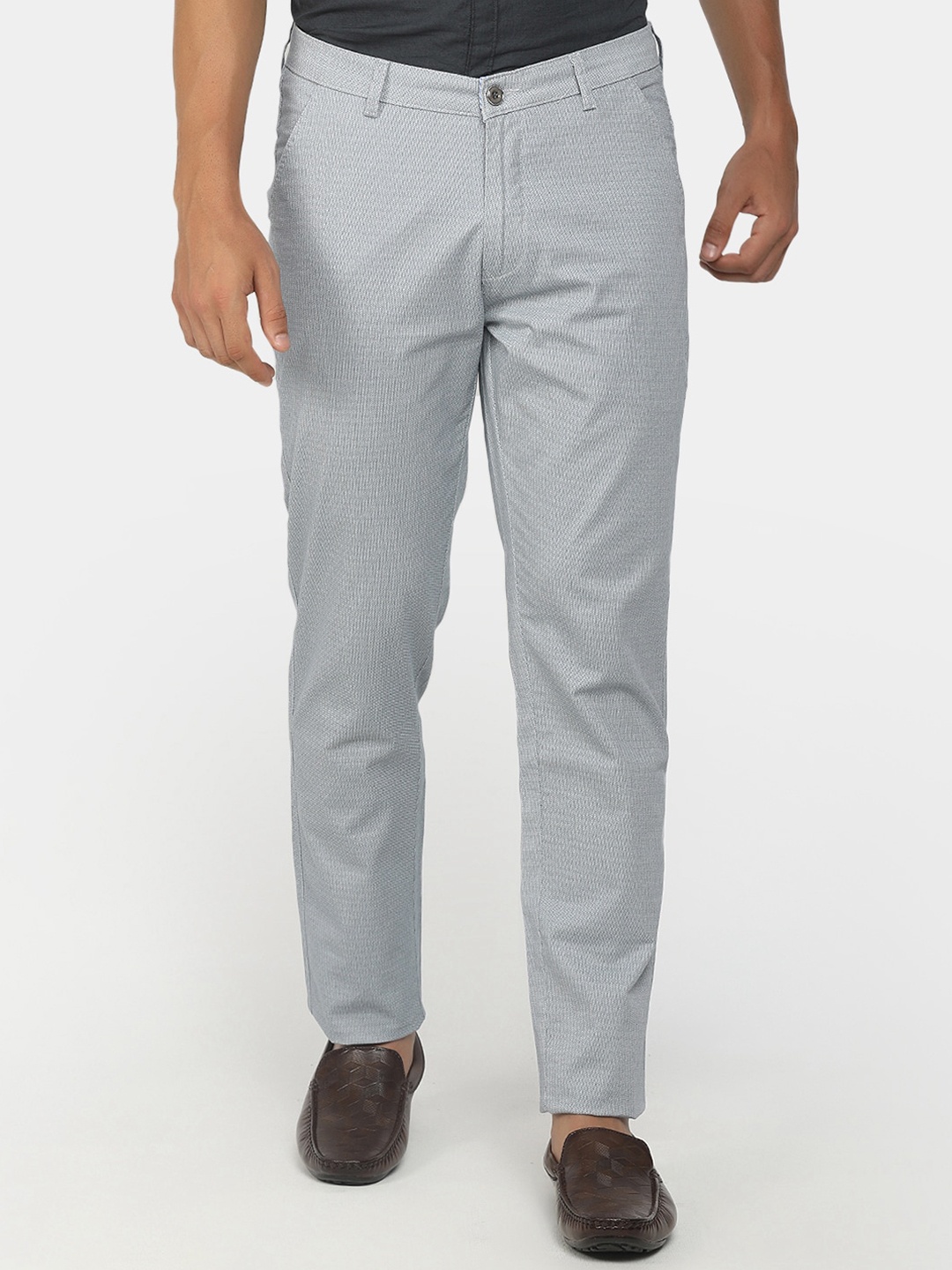 

V-Mart Men Grey Textured Cotton Trouser