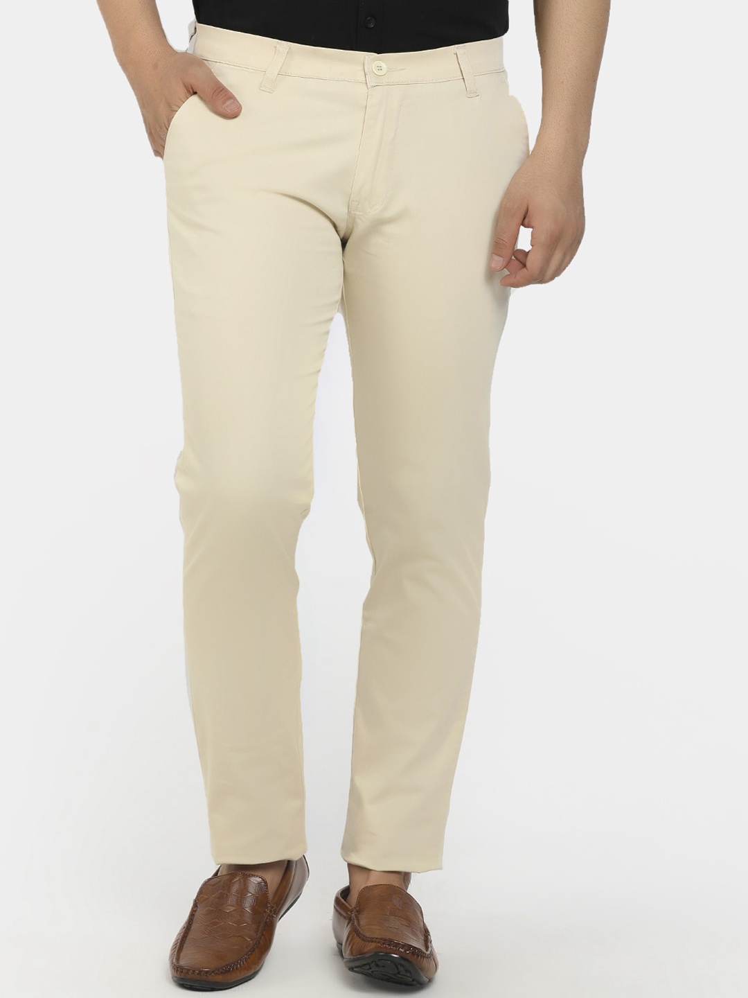 

V-Mart Men Beige Slim Fit Solid Trousers