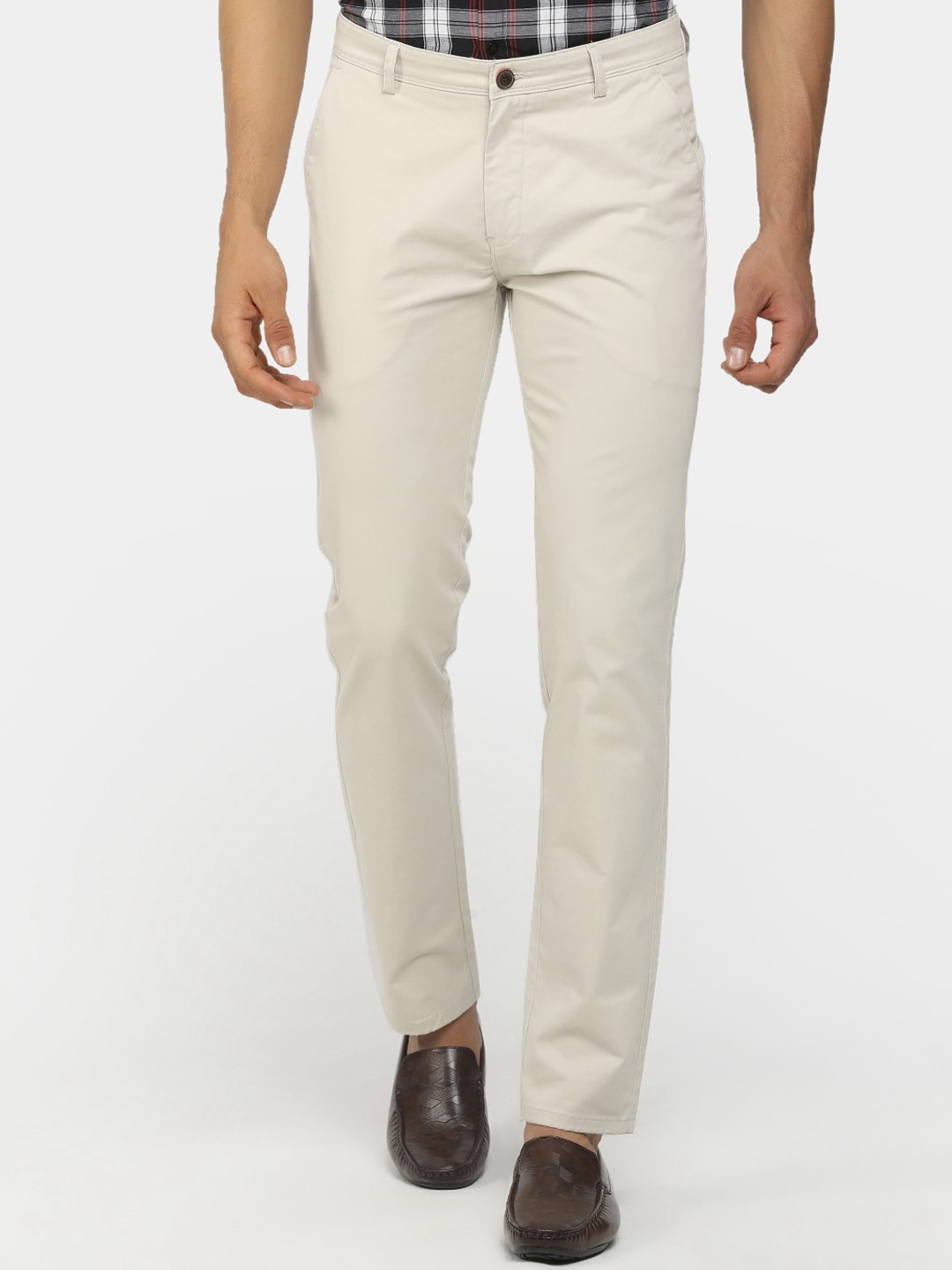 

V-Mart Men Off White Solid Cotton Trouser