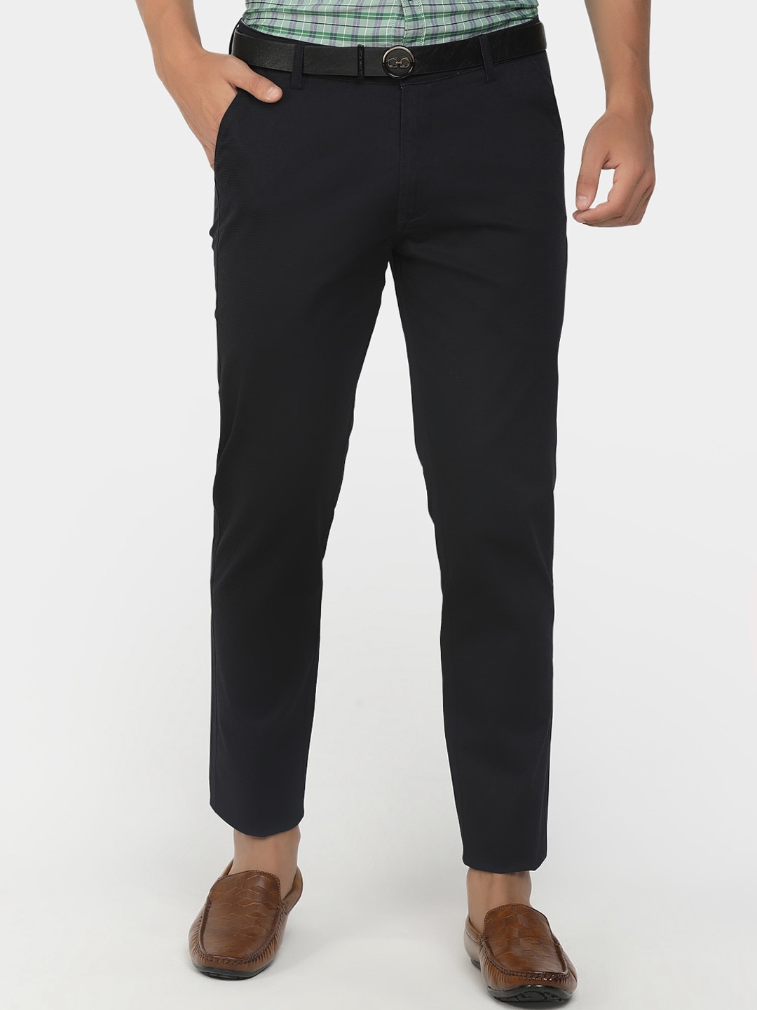 

V-Mart Men Navy Blue Solid Cotton Trouser