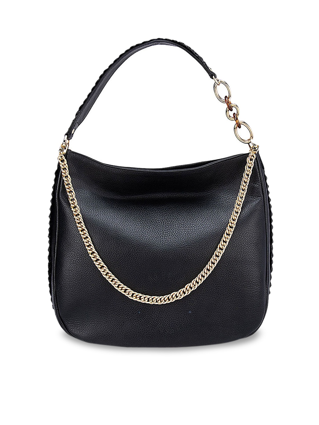 

Da Milano Black Leather Structured Hobo Bag