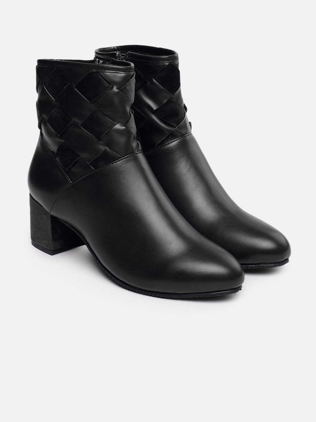 

CORSICA Women Black Solid High-Top Regular Boots with Basket Woven Detail