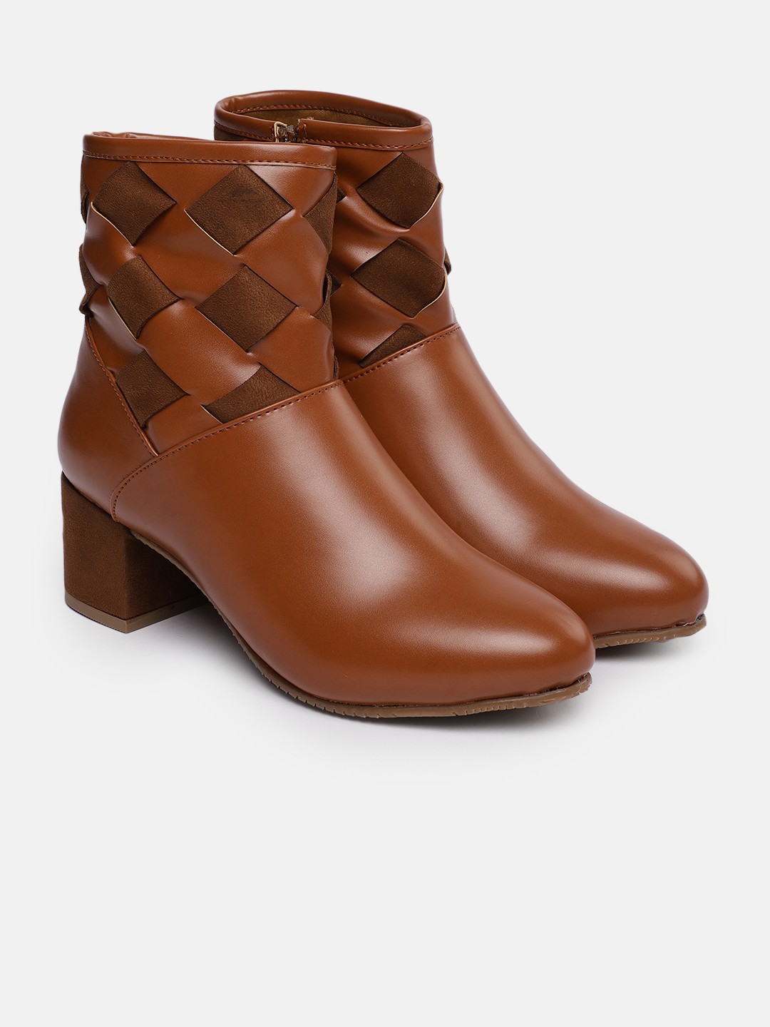 

CORSICA Women Tan Brown Solid High-Top Regular Boots with Basket Woven Detail