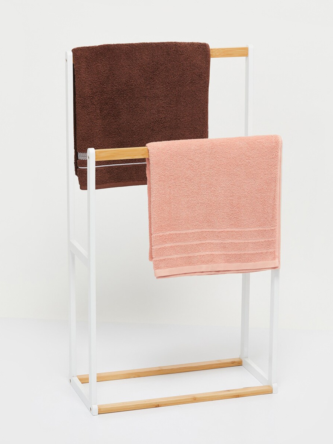 

Home Centre Brown & White Solid Bamboo Towel Rack