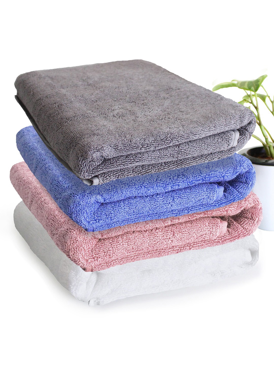 

Heelium Unisex Pack of 4 Bamboo Super Soft & Quick Drying 600 GSM Bath Towel, White