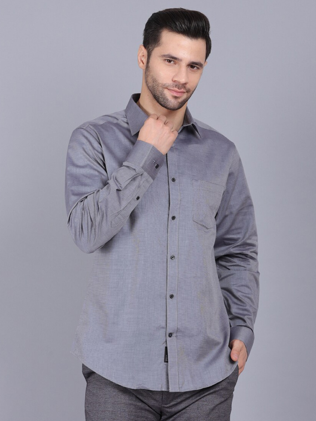 

CANOE Men Grey Original Slim Fit Pure Cotton Formal Shirt