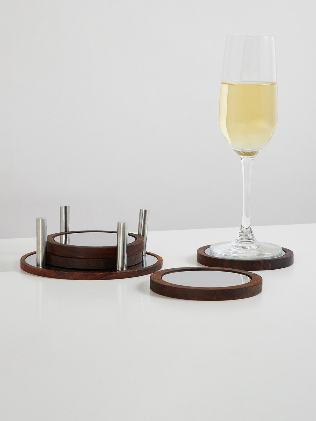 

Home Centre Brown Set of 5 Wexford Wooden Coasters With Holder