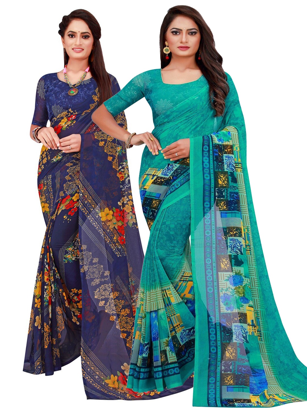 

Florence Set of 2 Pure Georgette Saree, Blue