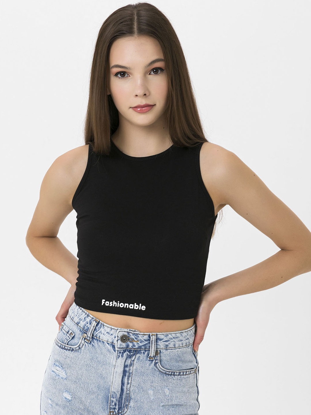 

Miss Poem Women Black Typography T-shirt