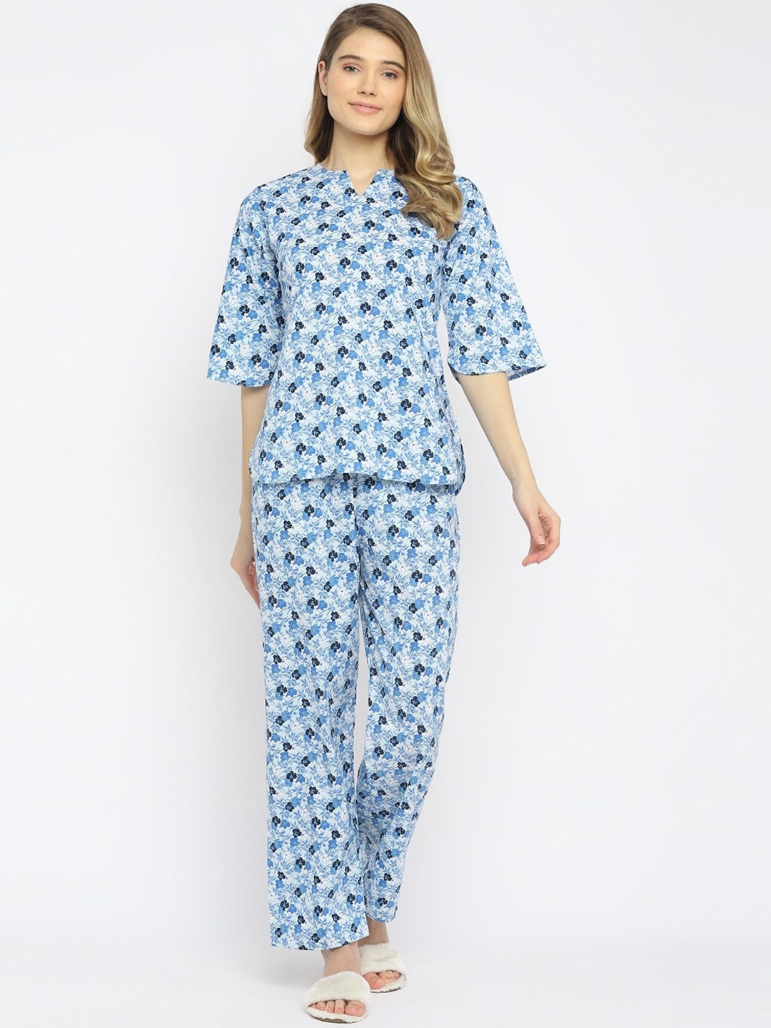 

shopbloom Women Blue Printed Night suit