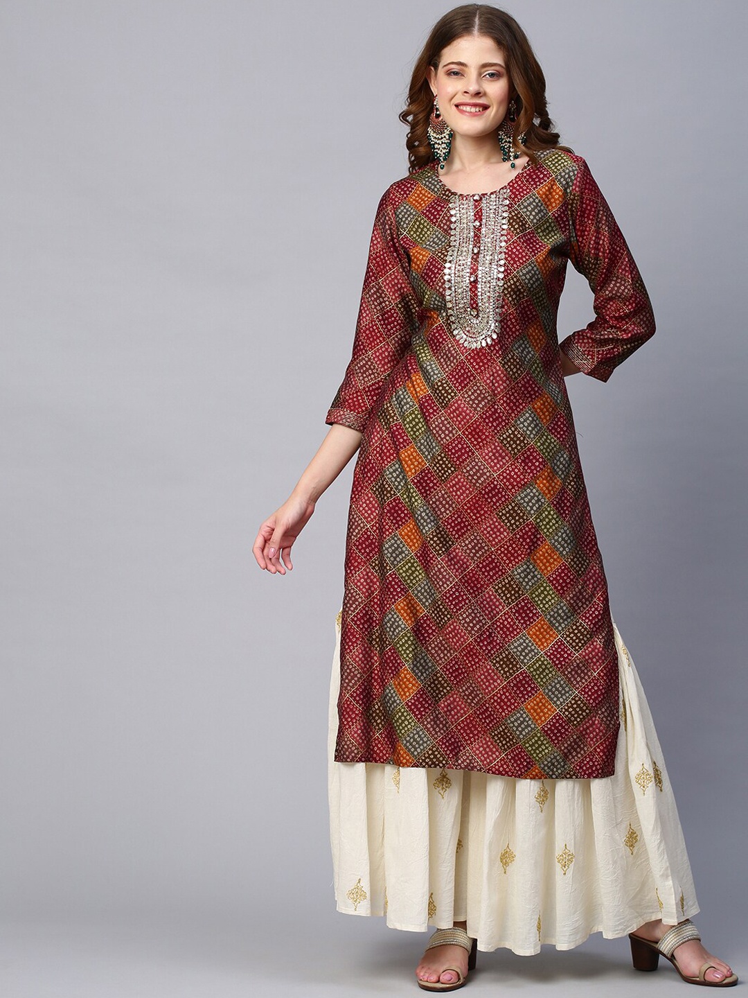 

FASHOR Women Multicoloured Bandhani Printed Anarkali Kurta, Multi