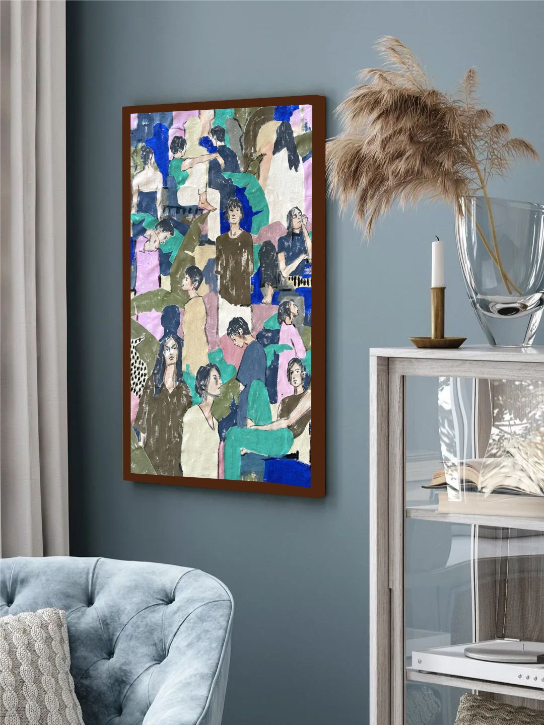 

The Art House Blue & Green Abstract Painting Framed Wall Art