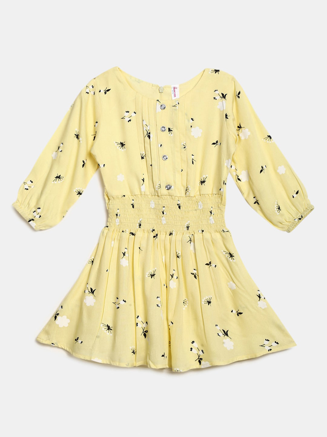 

V-Mart Girls Yellow Printed Fit and Flare Dress