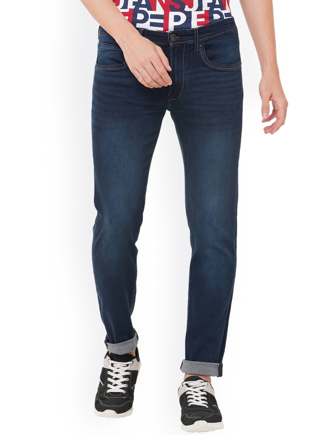 

Pepe Jeans Men Blue Tapered Fit Low-Rise Light Fade Stretchable Jeans
